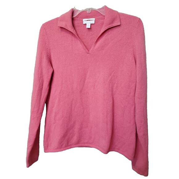 CHARTER CLUB 2-Ply 100% Cashmere Pink Long Sleeve V-Neck Sweater Sz MED - Picture 1 of 5